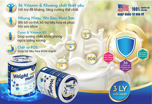 [Chính Hãng - Hoàn Tiền 10%]Weight Mass Sữa Bột Hỗ Trợ Tăng Cân Cho Người Gầy