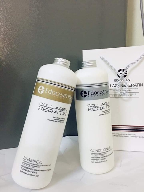 Cặp dầu gội xả COLLAGEN KERATIN EDOCEAN PLUS 1000ml x2