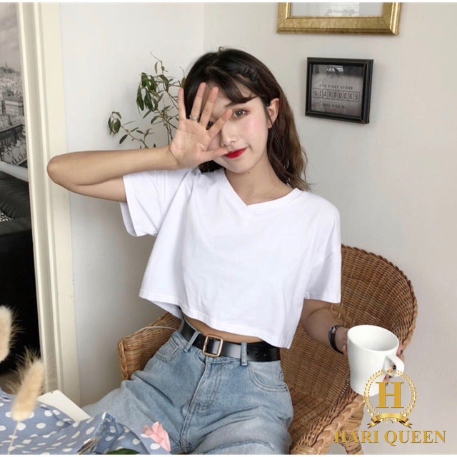 Áo croptop cổ tim nhiều màu HARI0320