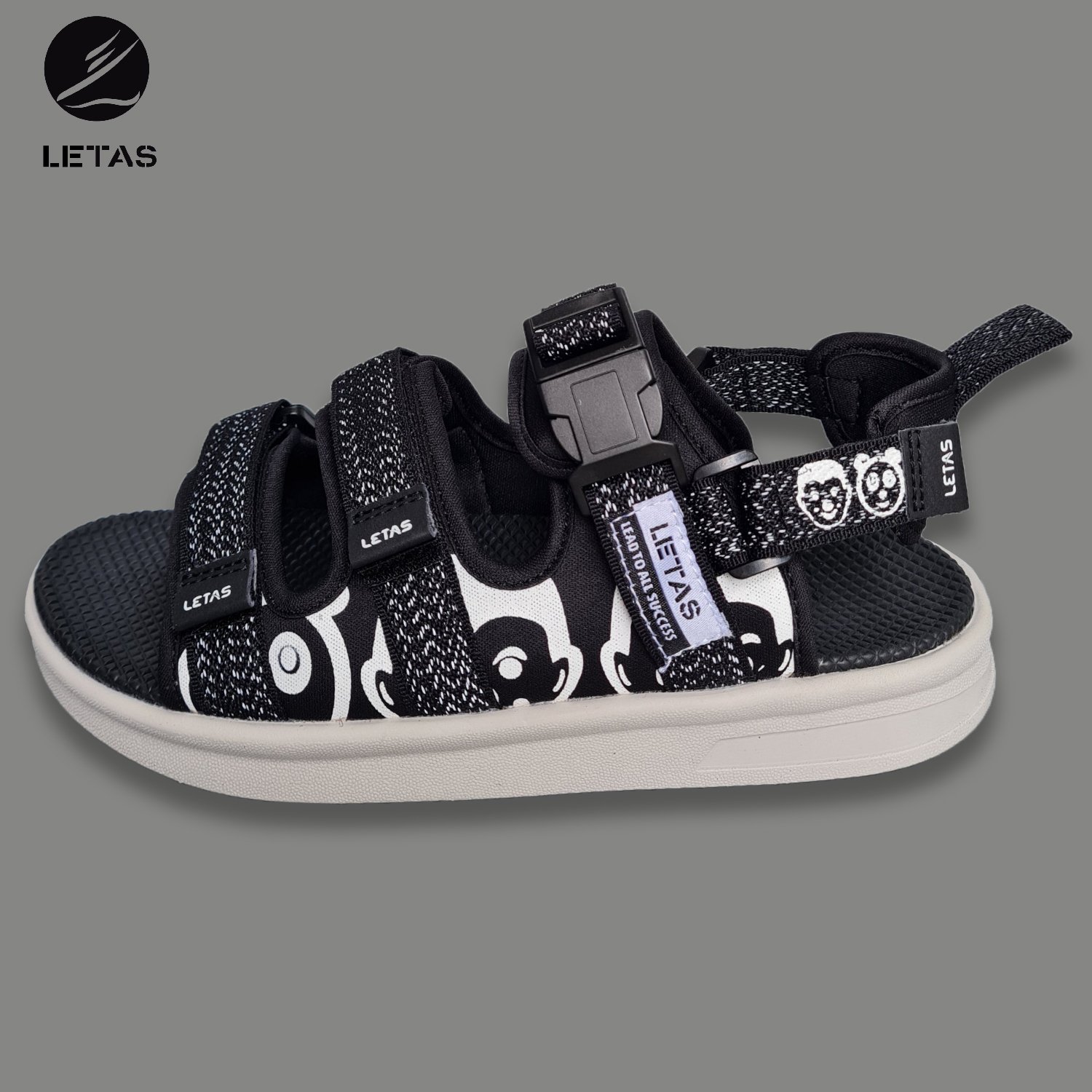 Sandal Nữ,Nam Phản Quang HOT Trend Letas D714 Đen Icon
