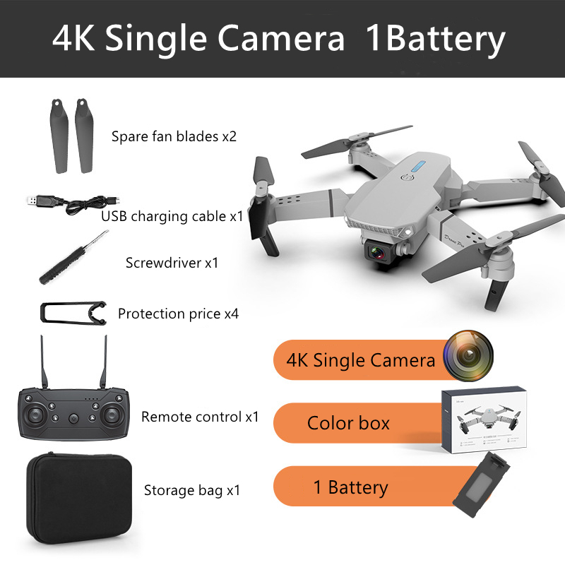 Flaycam, Máy Bay Điều Khiển Từ Xa E88 Pro Drone 4K HD Camera Kép Có Định Vị 1080P WiFi Tặng Kèm Pin Dự Phòng