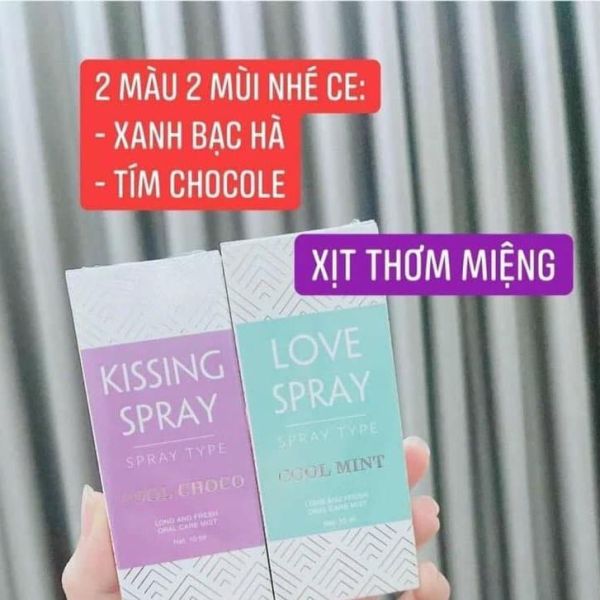 Xịt Thơm Miệng Love Spray Hương Bac Hà Và Vị Chocolate Kissing Spray - Diệt Khuẩn - Khử Mùi -Hơi Thở Thơm Mát