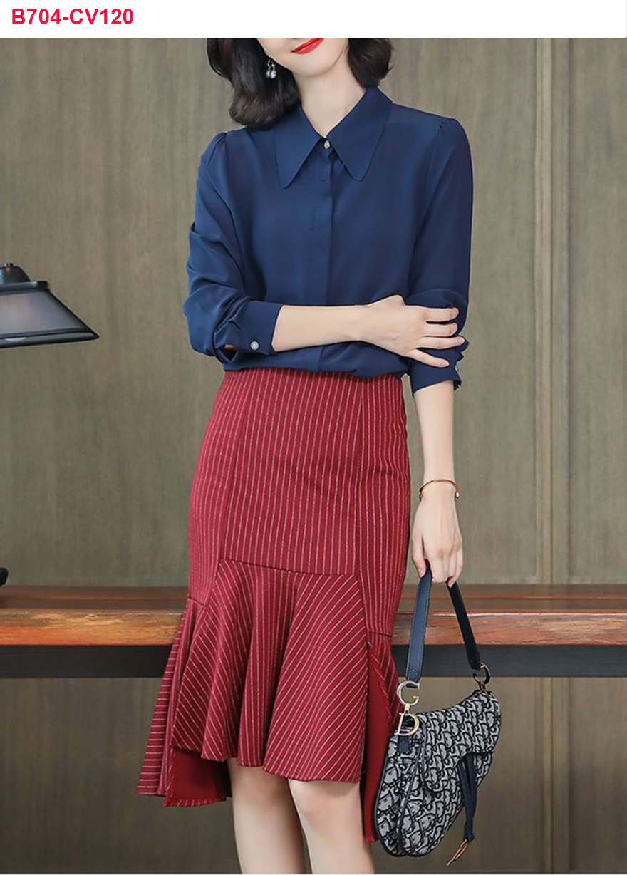 [HCM]CV120- Chân váy sọc kate 2 lớp