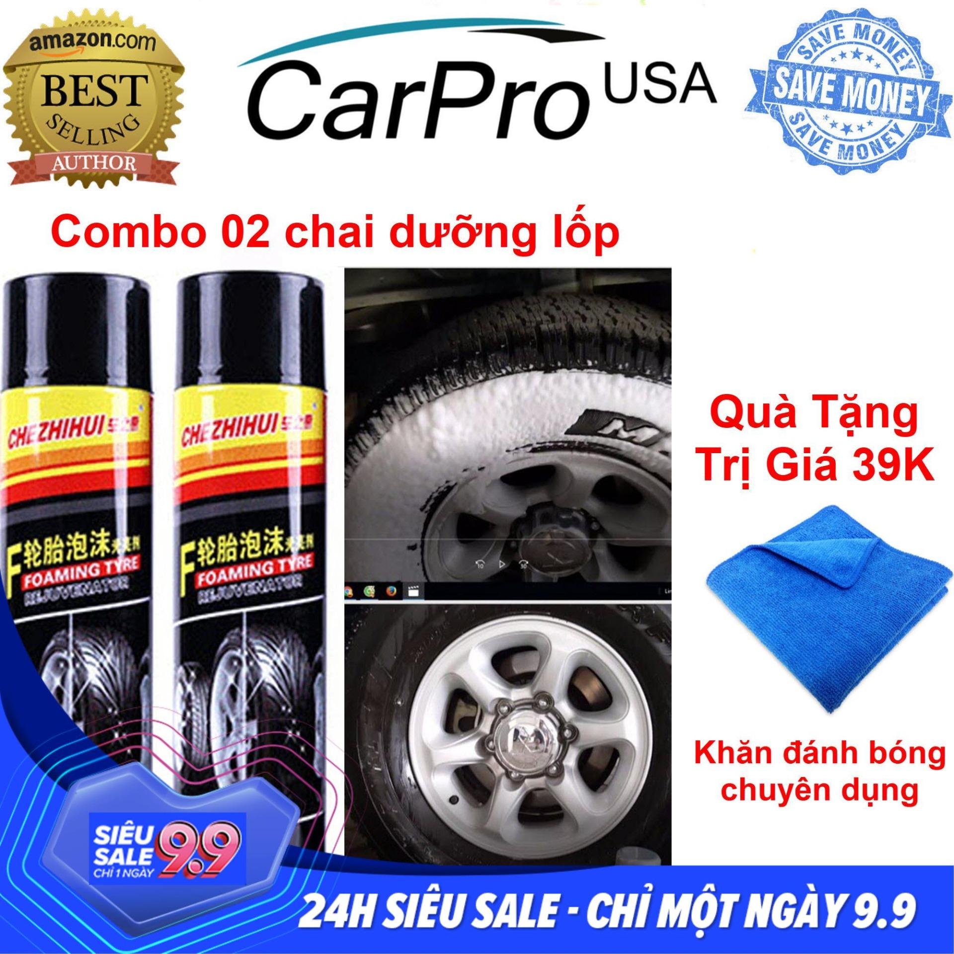 Combo Tiết Kiệm 40% - 02 Bình xịt làm mới và bảo vê lốp xe Foaming Tyre 650ml - Bình xịt dưỡng lốp ô tô
