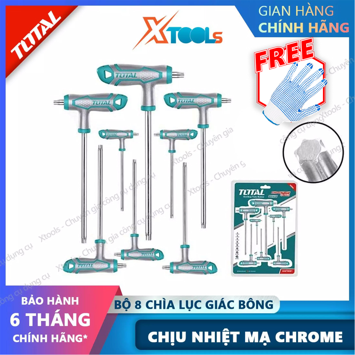 Set 8 key hexagonal cotton handle letters t total THHW8083 heat resistant hexagonal material CR-V, with handle new type design, chrome plated [XTools] [xsafe]