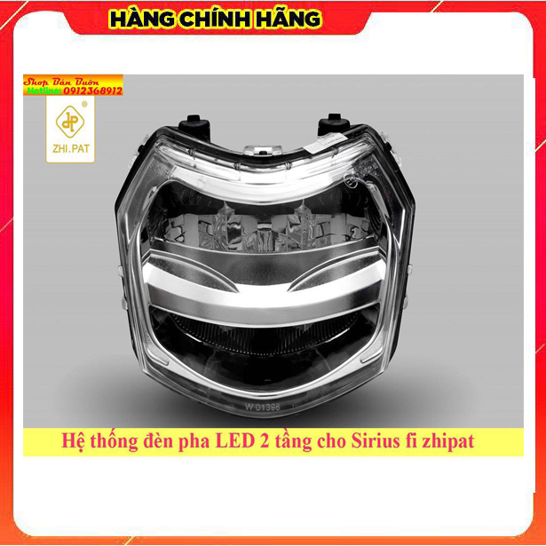 ĐÈN LED 2 TẦNG ZHIPAT CHO XE SIRIUS FI ( CHÓA MÀU TRẮNG XI , ĐEN KHÓI)