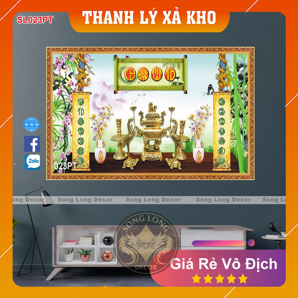 [FREE SHIP] Tranh Dán Tường 3D Phòng Thờ Tổ Tiên - SL023PT-Tranh 3d Linh Thiêng- Song Long Decor