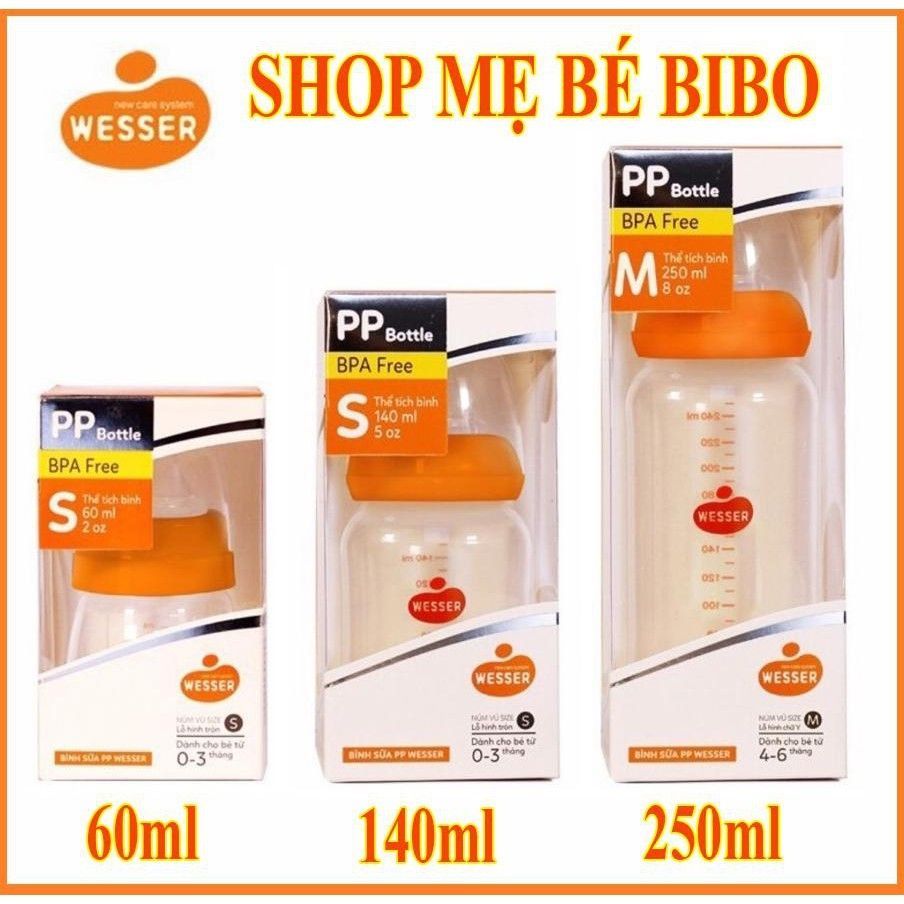 Bình sữa Wesser cổ hẹp 60ml công nghệ Hàn Quốc