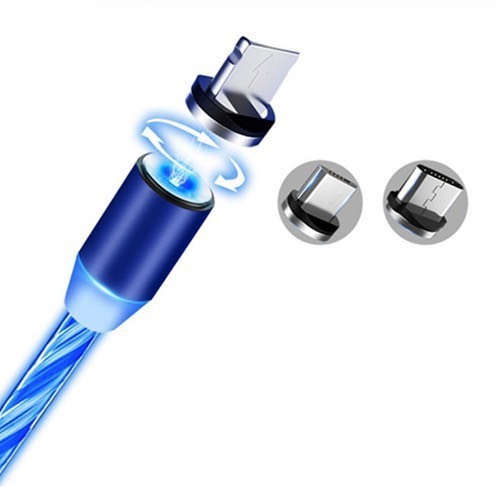 Cáp sạc từ hít nam châm 3 đầu xoay 360 độ có led