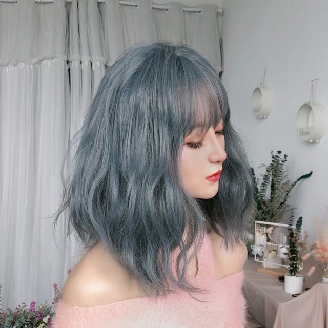 Tóc giả xù xanh khói 🌈FREESHIP🌈 tóc xù lỡ