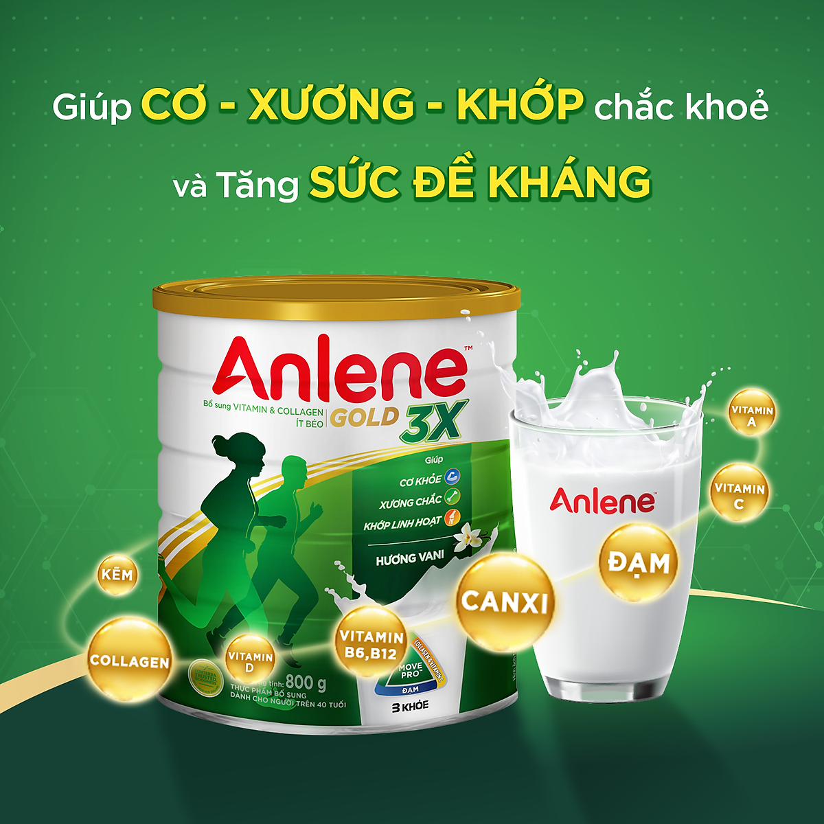 [Date 9.2025] Sữa bột Anlene 3X Vani lon 800g