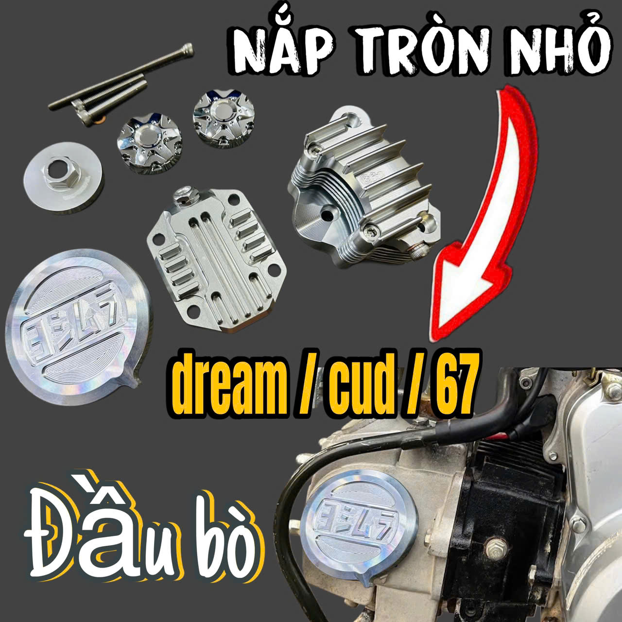 BỘ 9 MÓN nắp đầu bò cnc grats takegawa wave dream MẪU KHÔNG CHỮ