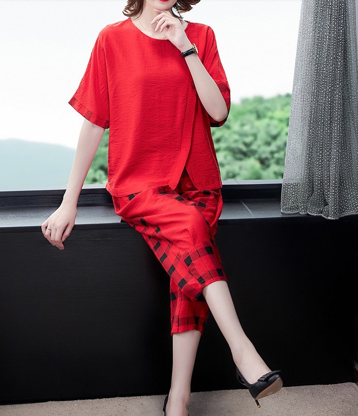 Set đũi lửng pha kẻ caro trẻ trung MÃ H24