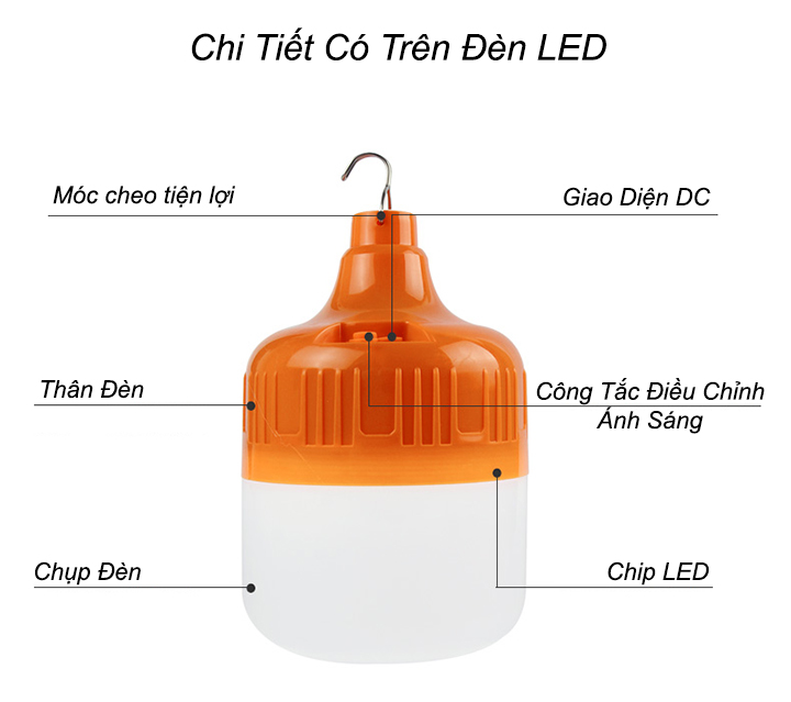 [HCM]Đèn LED Bulb Pin Sạc Tích Điện 100W