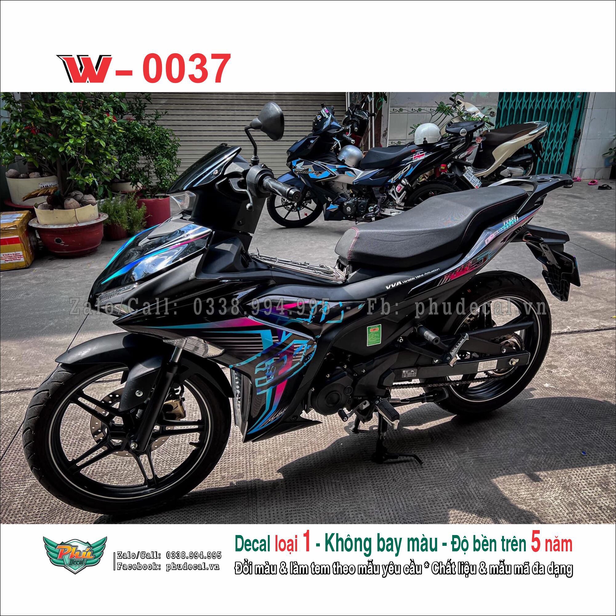 Tem rời exciter 155 đen 7 màu