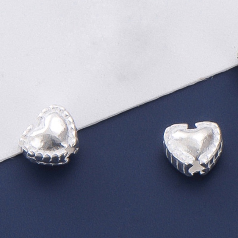 [S925] Charm bạc trái tim loại nhỏ - MH862