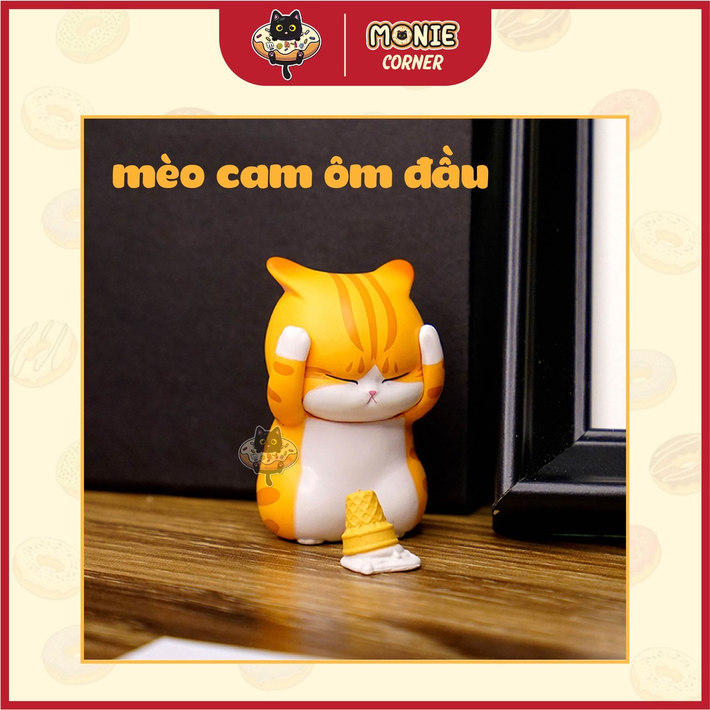Mô hình mèo mini biểu cảm (mèo cau có) kèm phụ kiện