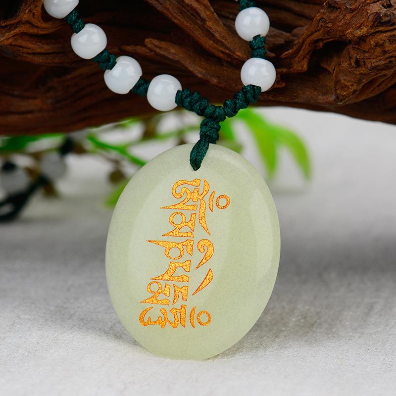 [HCM]Dây chyền đá phát sáng khắc lục tự đại minh chú