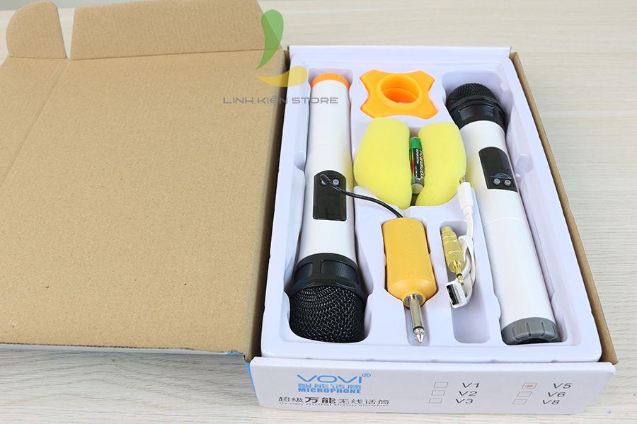 BỘ 2 MICRO KARAOKE VOVI V5 KHÔNG DÂY