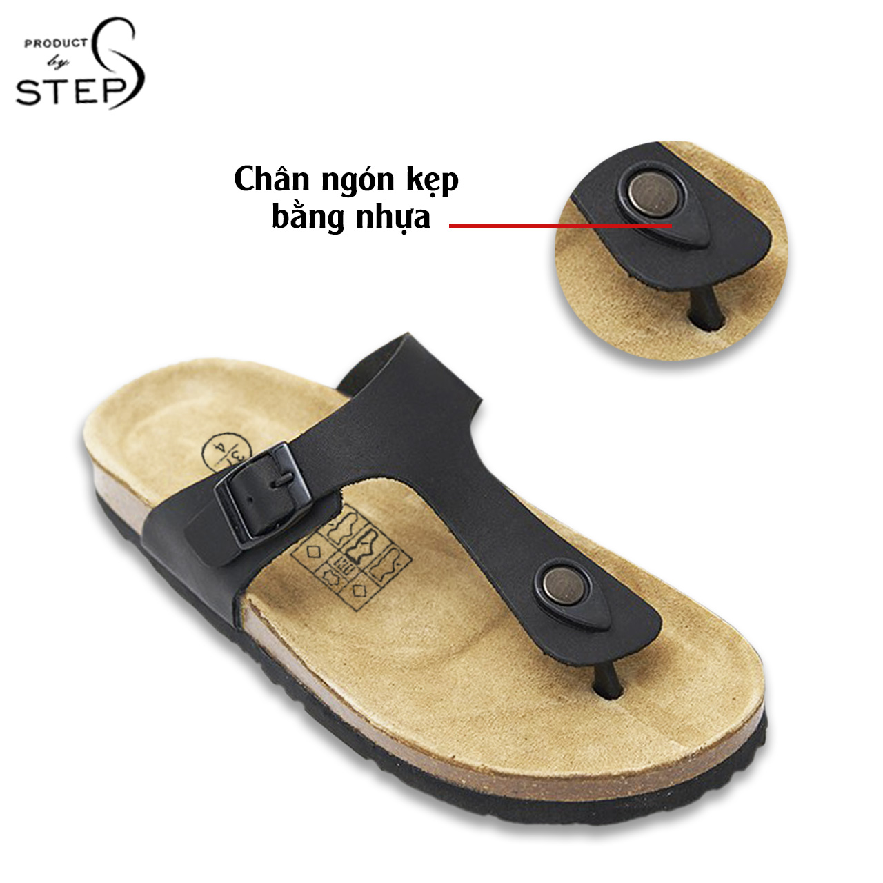 Dép đế trấu Unisex Da thật quai kẹp ngón