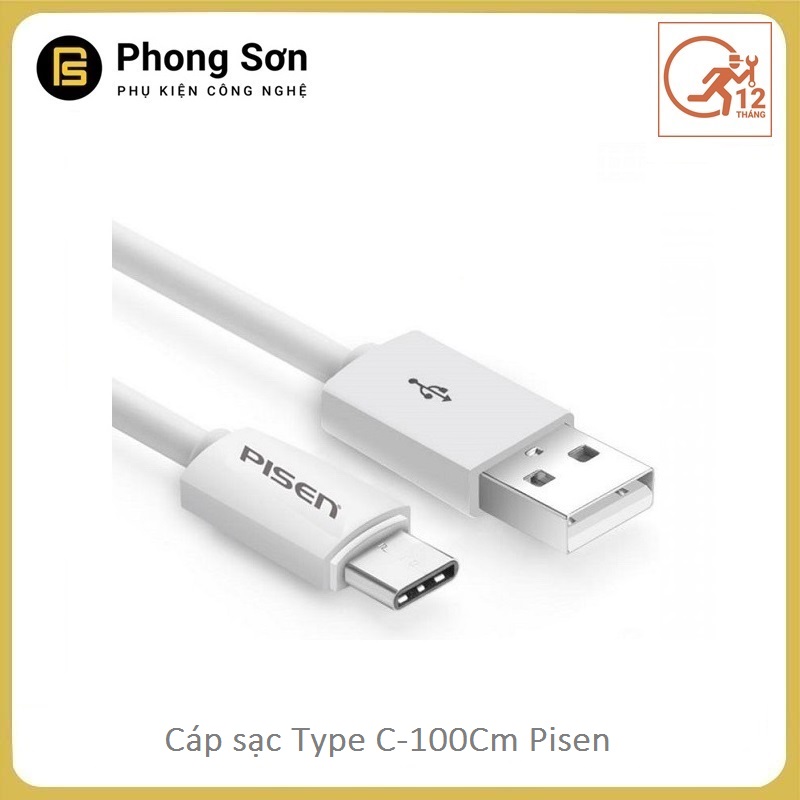 Cáp sạc USB Type C 100cm Pisen (màu đen)