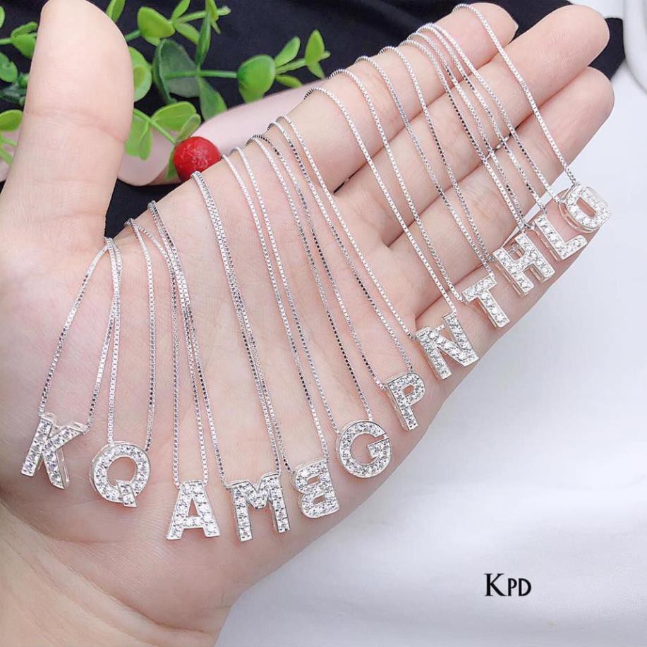 Dây chuyền nữ bạc thật vòng cổ mặt chữ cái gắn đá nhỏ xinh xắn/ Trang sức bạc JQN gian hàng uy tín chất lượng