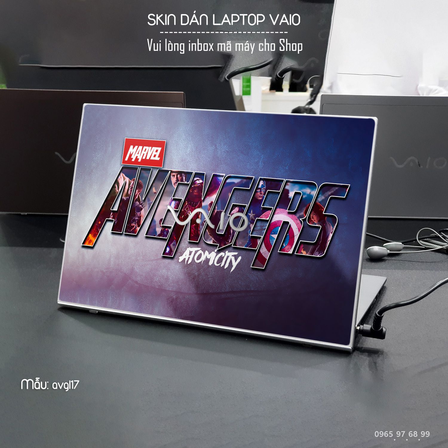 Decal Skin dán Laptop VAIO mẫu Avenger (inbox mã máy cho shop)
