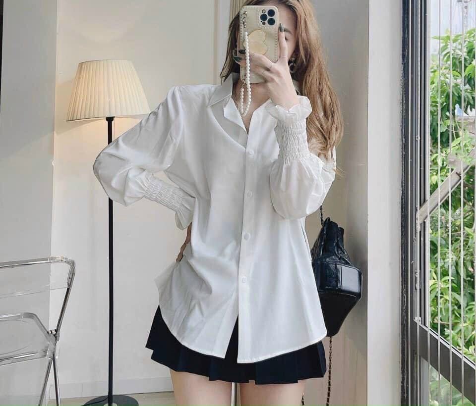 [25-27/4 Hoàn tiền 15%]Áo SƠ MI NỮ TAY BỒNG BO m101