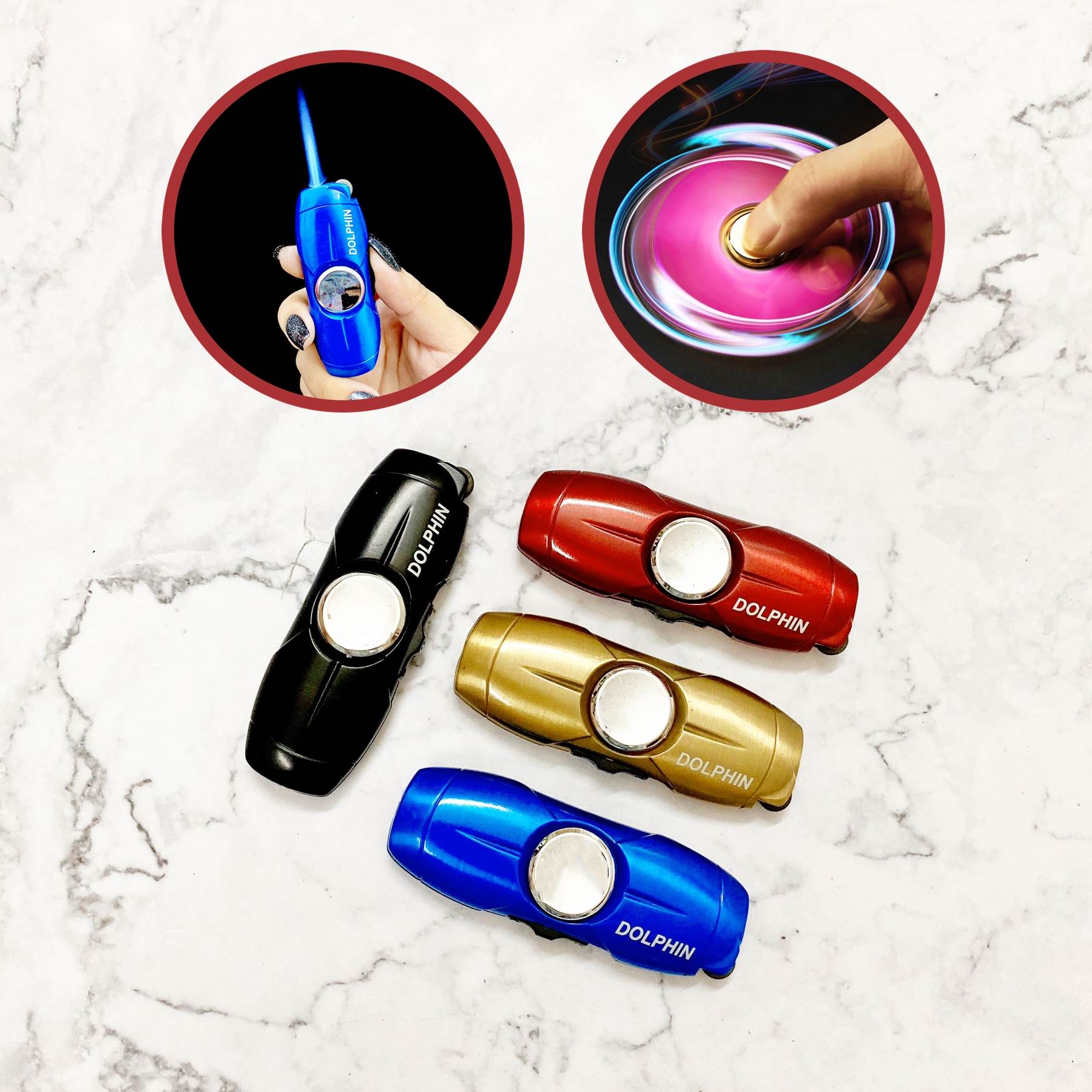 BẬT LỬA KHÈ DOLPHIN GAS ĐÁ RÃNH TAY - CON QUAY 2IN1 - (XÀI GAS)