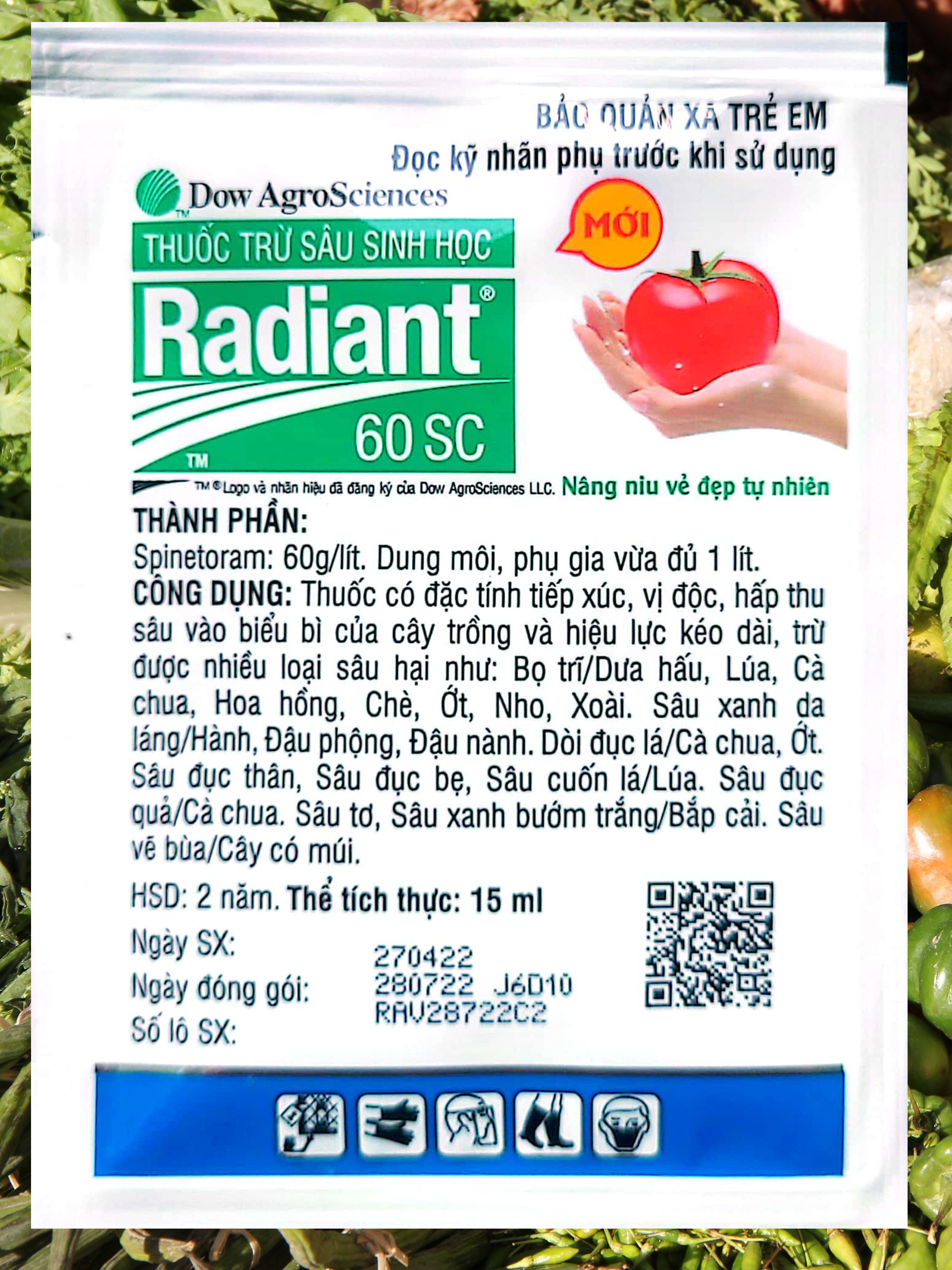 Thuốc trừ sâu sinh học Radiant 60SC trừ sâu tơ bọ trĩ 15ml