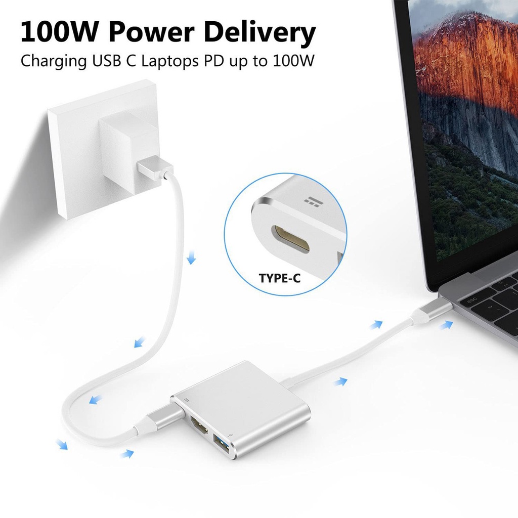 USB Type-C đến USB-C 4K HDMI, VGA USB 3.0, Trinp top, 4K HD