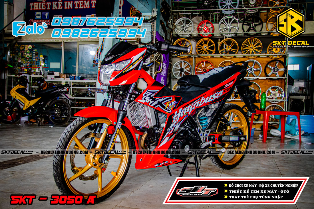 tem trùm satria đỏ đen trắng hayabusa