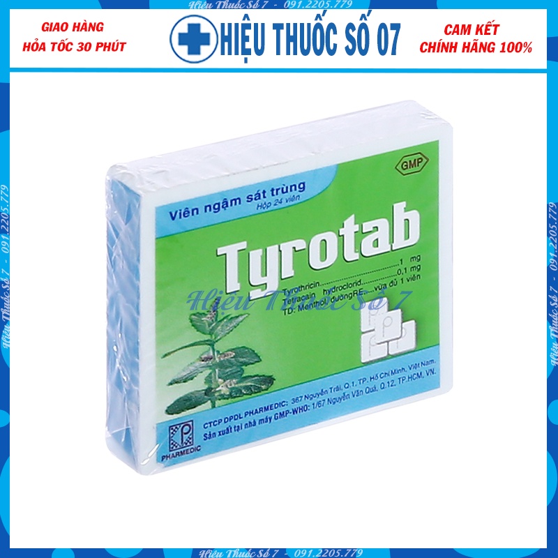 Viên ngậm sát trùng họng Tyrotab