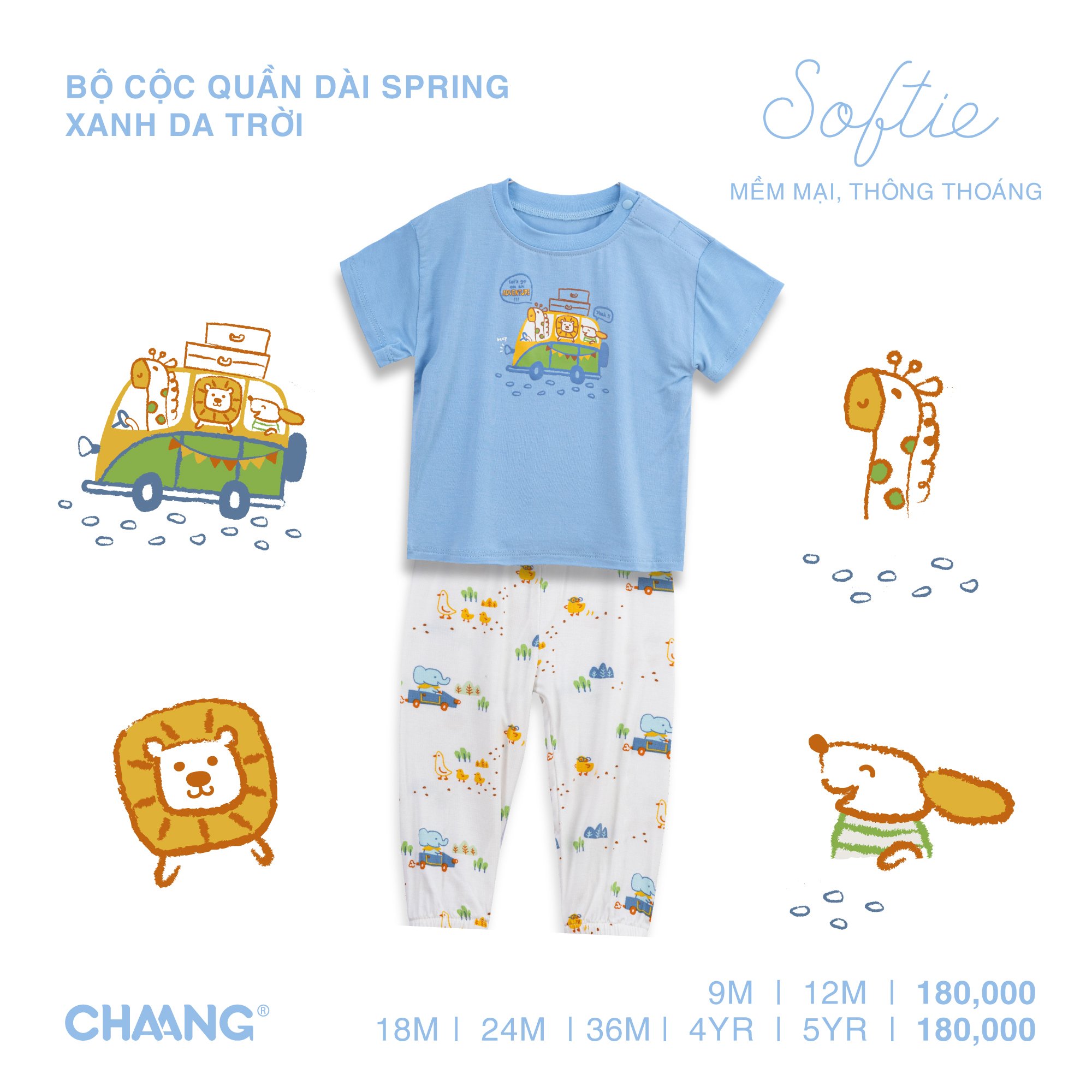 Bộ áo cộc tay quần dài cúc vai summer Chaang