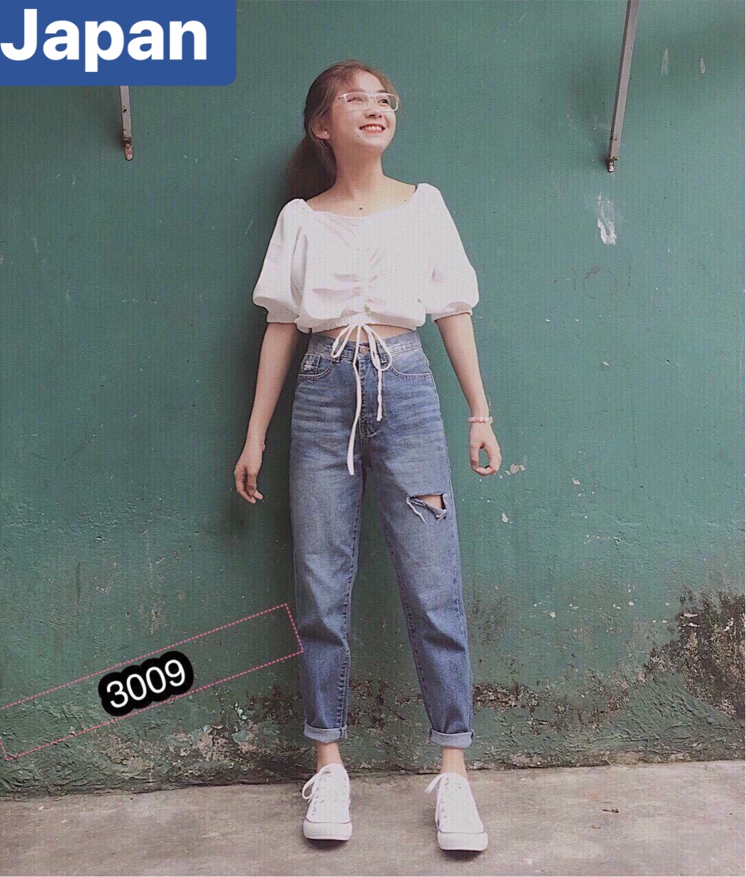 QUẦN BAGGY JEAN NỮ CHẤT BÒ XANH RÁCH SIÊU VIP NHẬT BẢN LƯNG CAO NÂNG MÔNG JP-3009 JAPAN FASHION