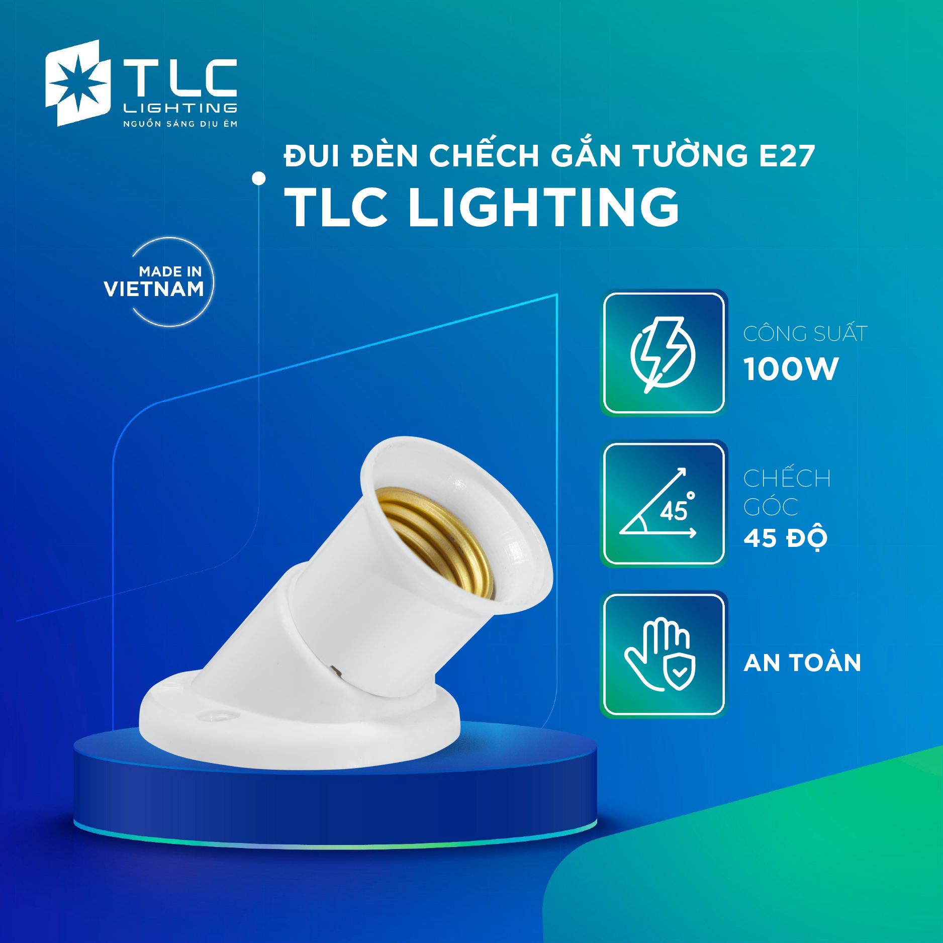 Đui Đèn Chếch Gắn Tường E27 TLC LIGHTING