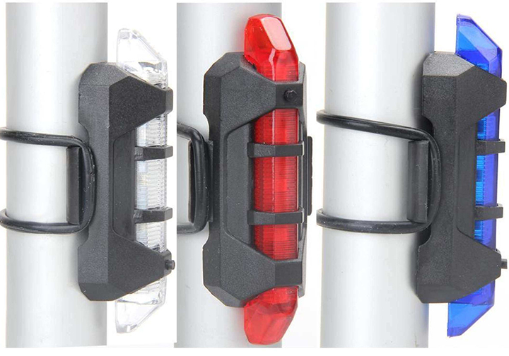 Đèn hậu, đèn sau xe đạp 5 bóng led 4 chế độ 2 gạch