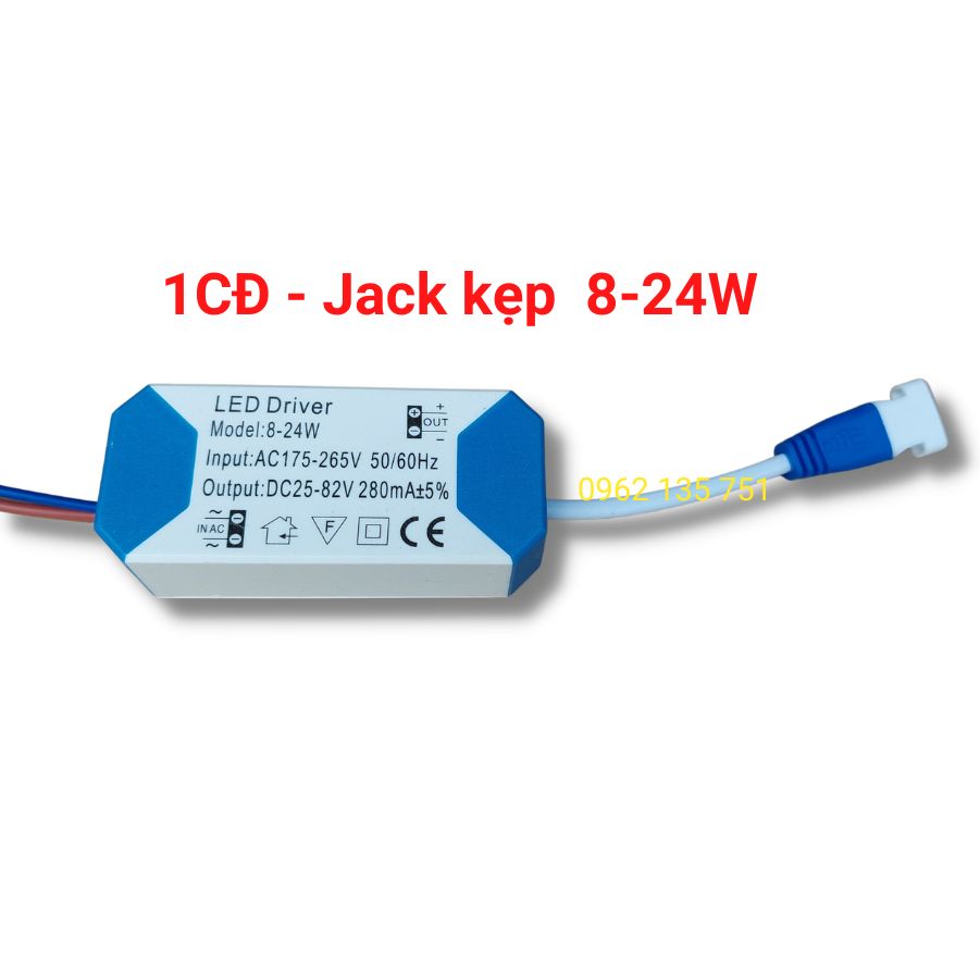 Tăng Phô (Driver) Đèn LED âm trần, Ốp trần thạch cao 1 Chế độ 8W - 24W, Giắc kẹp, Giắc tròn ( loại tốt )