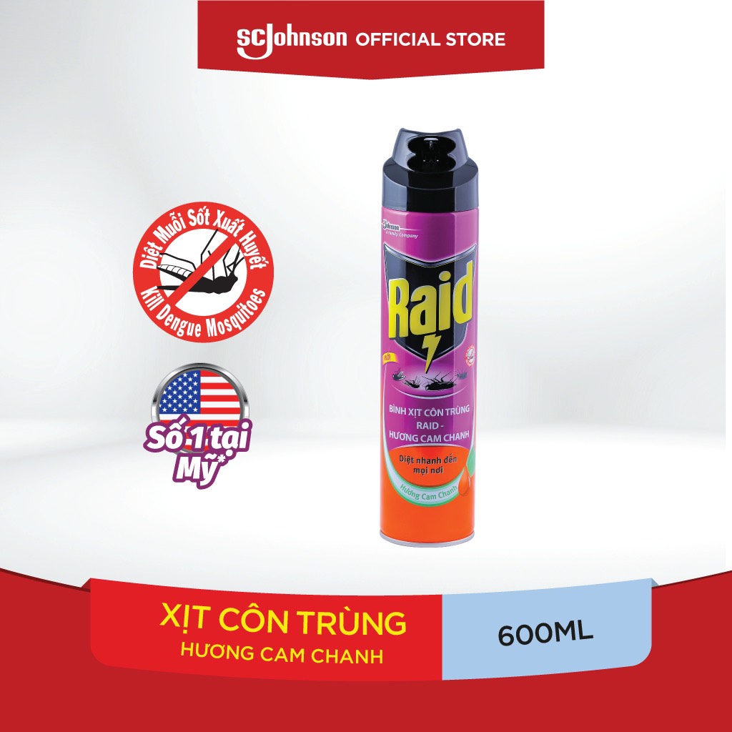 Raid Xịt Raid Côn Trùng 520ml Hương Cam Chanh
