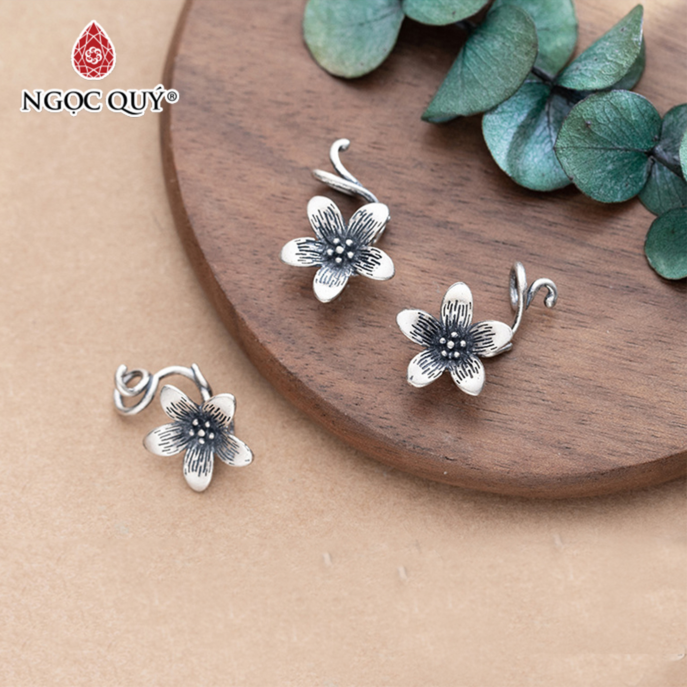 [HCM]CHarm bạc hoa 5 cánh treo - Ngọc Qúy Gemstones