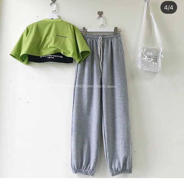 ❄️❄️Set bộ quần nỉ trơn + set áo croptop, chất iệu tốt, bền màu, mang lại cảm giác thoải mái cho người mặc, cam kết sản phẩm như hinh