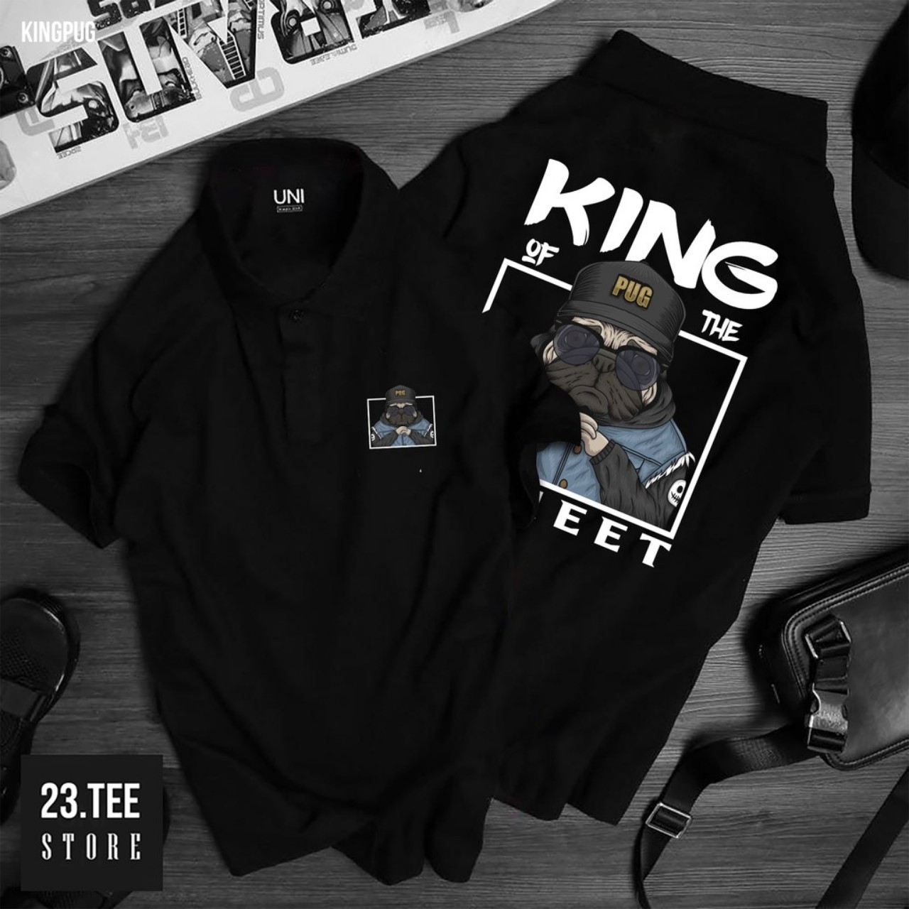 Áo thun CỔ TRỤ CỔ BÂU King mới