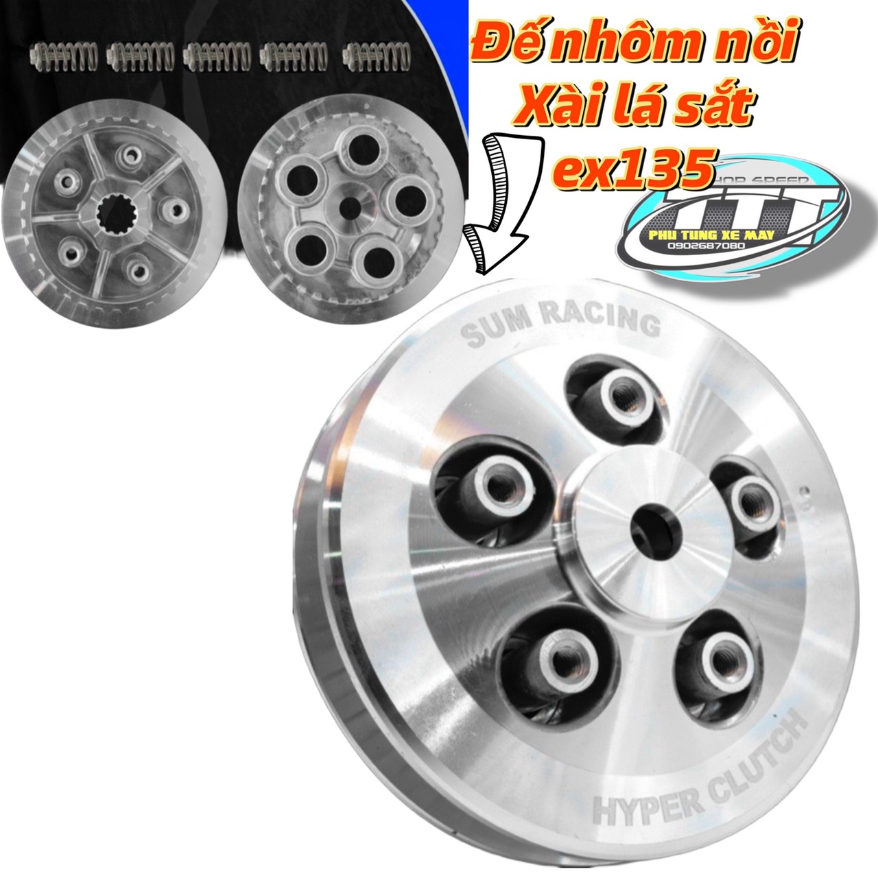 Đế nồi nhôm ate - sum racing 5 lò xo ex135 5- 6 lò xo sirius fi / taurus , chuồng heo