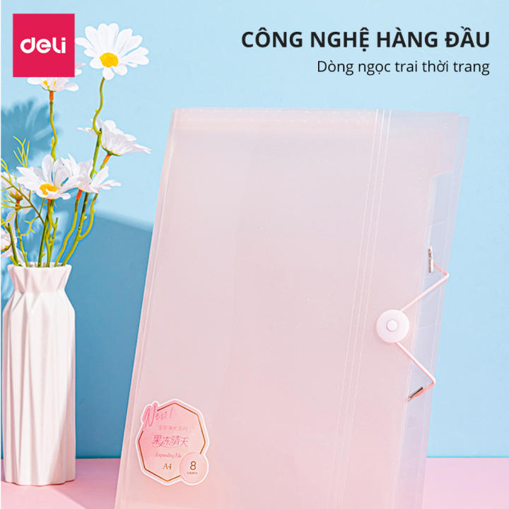Cặp Túi Đựng Tài Liệu A4 Deli File Đựng Tài Liệu Hồ Sơ 8 Ngăn Túi Hồ Sơ Văn Phòng File Lưu Trữ Đa Năng Nhiều Màu Pastel PM307 - Hình ảnh 5