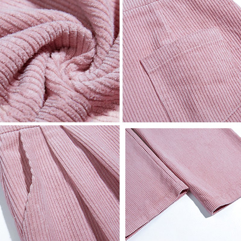 Quần nỉ Nhung tăm Ống Rộnglottes Ulzzang nữ - quần ống suông lưng cao phong cách hàn quốc chất nhung chất siêu ấm