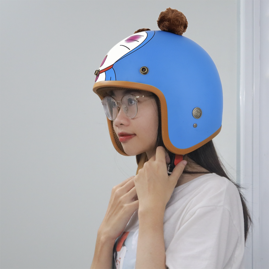 MŨ BẢO HIỂM 3/4 PIKACHU,DORAEMON,GẤU NÂU BROWN,LÓT NÂU CÂO CẤP-ĐẠT CHUẨN CR-SIÊU DỂ THƯƠNG
