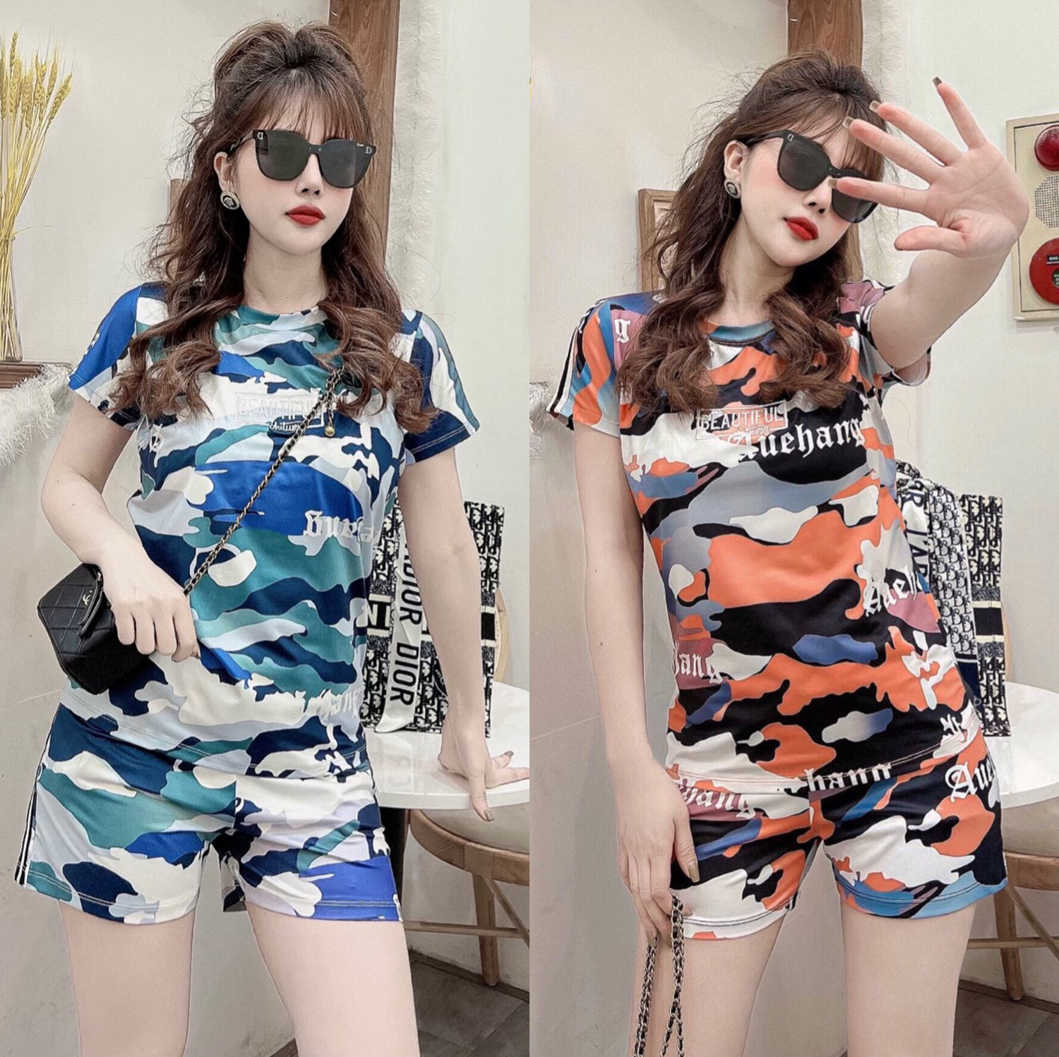 SET BỘ THUN SHORT PHỐI LÍNH RẰN RI