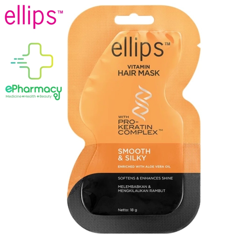 Ủ Tóc Ellips Dạng Kem Vitamin Hair Mask Pro-Keratin Smooth & Silky siêu mềm mượt, óng ả 18g