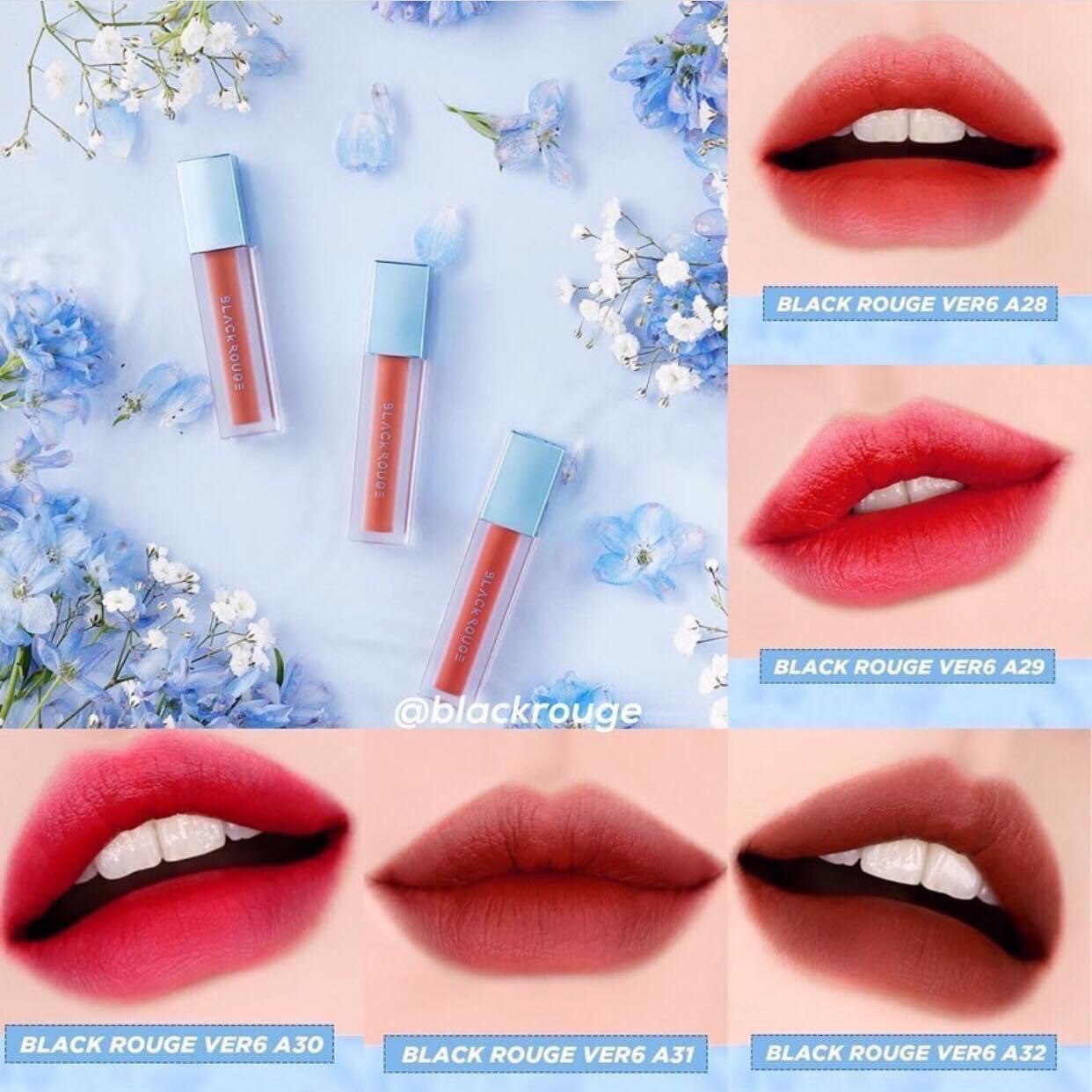 Son Kem Lì Black Rouge Air Fit Velvet Tint Ver 5: BAM + Ver 6 Blueming Garden bền màu độ bám cao không gây hiện tượng khô môi