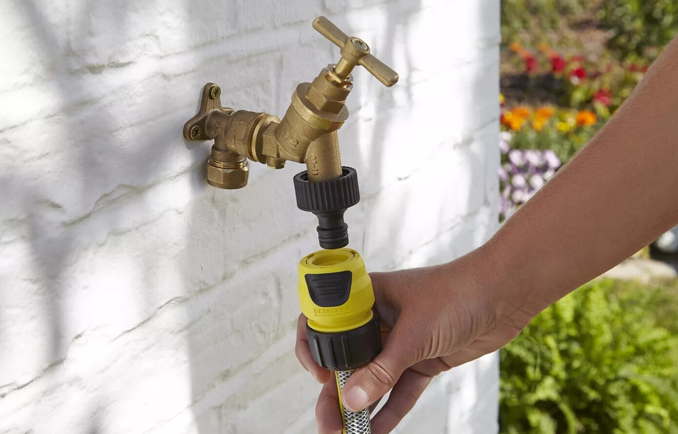[Xuất xứ Romania] Đầu nối vòi nước G3/4  karcher với bộ giảm ren G1/2" phù hợp vòi nước có ren đường kính 21 - 27mm